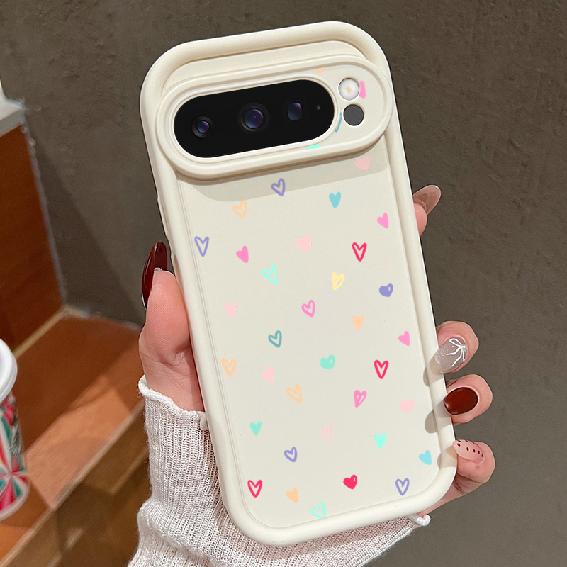 Google Pixel 9 Pro - Bunte kleine Herzen weiche Hülle für